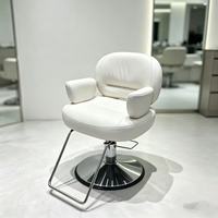Chaise de barbier hydraulique à base chromée avec repose-pieds en boucle, pivotante à 360°, pour salon de coiffure et équipement de beauté
