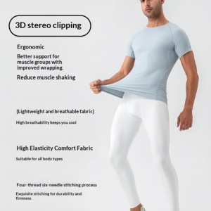Camiseta de Compresión de Nailon y Elastano para Hombre, Elástica en <span class=keywords><strong>4</strong></span> Direcciones, de Secado Rápido, Ligera, de Manga Corta, para Fitness y <span class=keywords><strong>Running</strong></span> - Product Image 2