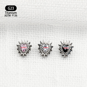 Boucles d'oreilles en titane G23 avec zircon, design épine d'ormeau, pour piercing de lèvre ou de langue - Product Image 2