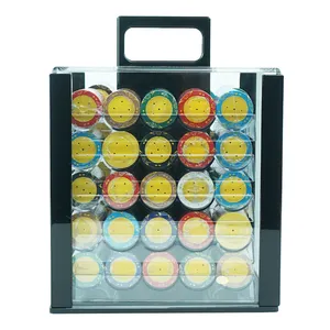 1000 Pcs Luxury Ept Poker Chips Acrylic Storage Box With 40 Mm Clay Poker Chip In Ready For Ship