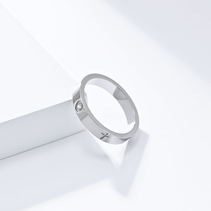 Diamond <b>Ring</b> 18k <b>Titanium</b> Steel Cross Design Round Brilliant Cut Silver Gold Women's Everyday Wear Jewelry - Product Image 4