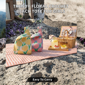 Borsa da Spiaggia Piccola in Poliestere Lavorata a Maglia con Nodo Floreale, Trendy e Carina, Ideale come Regalo per Ragazze - Product Image 2