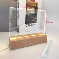DIY 3D Led Night Light Effaçable Clear Blank Acrylique Board avec support de support en bois Base de lampe en bois Veilleuse