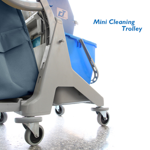 Chariot à seau professionnel pour concierge industriel en plastique bleu à code de couleur avec essoreuse en entretien ménager - Product Image 3