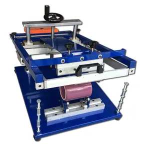 Máquina de impressão manual de tela de copo de papel, garrafa plástica curvada tipo cilindro redondo, máquina de impressão de tela redonda