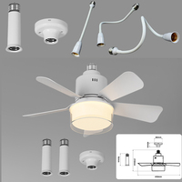 24W E26 E27 Prise 5 Lames Ovales Changement de Couleur Télécommande Mini Ventilateur Ampoule Ventilateur de Plafond de Lumières