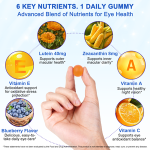 SOLOTREE Gomitas de Luteína, Suplementos de Vitaminas <span class=keywords><strong>y</strong></span> Minerales para la Vista, Sabor a Arándano, 8 mg de Zeaxantina, 40 mg de Luteína, Gomitas para la Salud Ocular - Product Image 3