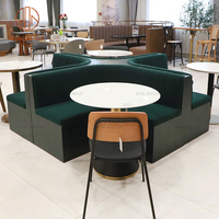 Moderner Maßgefertigter Halbkreisförmiger Grüner Samt Runder Holz-Café-Restaurant-Tisch und Stuhl Sofa-Sitzgruppe Möbel-Sitzbank