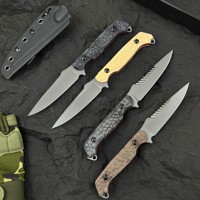 Nouveau couteau compact à lame droite pour l'extérieur avec manche en lin/G10, épaisseur 45 mm - Utilisation pour le camping, les situations d'urgence, la pêche et les fruits à la maison