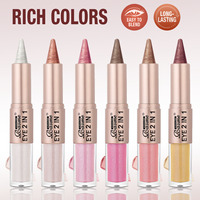 Crayon Eyeliner 2-en-1 et fard à paupières liquide à paillettes, haute pigmentation, longue tenue, 6 couleurs, cosmétique pour les yeux