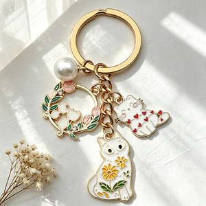 Cute Black Cat Keychain With Red Heart Pendant Zinc Alloy Metal <b>Key</b> <b>Ring</b> Valentine's Day Gift Irregular Shape Charm - Product Image 5