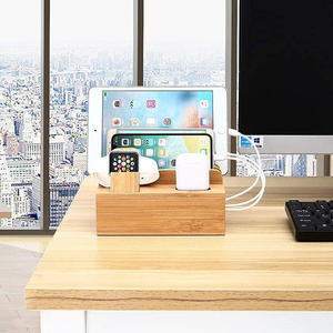 Station de charge en bambou, organiseur de bureau, support de chargement pour téléphone, tablette, montre connectée, écouteurs - Product Image 1