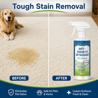Zourunan Spray Détachant et Désodorisant pour Animaux de Compagnie, Marque Blanche, Fourniture en Gros OEM, Multi-surfaces, Sans Rinçage, 750ml