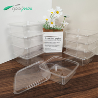 Boîte d'emballage carrée en plastique PET transparente et recyclable pour gâteaux et desserts à emporter, vente en gros d'usine