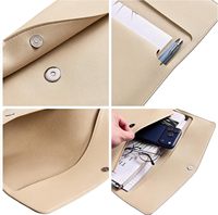 Carpeta de Archivo A4 de Cuero PU, Portadocumentos Delgado, Portafolio Impermeable, Carpeta Tipo Sobre Color Marfil con Cierre a Presión