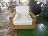 Fauteuil pivotant en teck au design moderne, coussin en mousse haute densité, imperméable, mobilier d'extérieur écologique pour salon, hôtel, villas