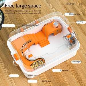 <span class=keywords><strong>Cage</strong></span> à <span class=keywords><strong>hamster</strong></span> surdimensionnée en plastique, design ours doré, facile à nettoyer, ventilée, respirante, style dessin animé pour cobaye, écureuil - Product Image 3