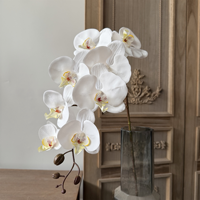 Buket Bunga Plastik Anggrek Phalaenopsis 9 Kepala Buatan untuk Dekorasi Rumah Tamu, Kafe, Festival, dan Perlengkapan Fotografi