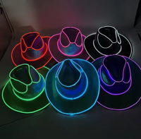 Cappello da Cowgirl Personalizzato con Luci LED Colorate, Portatile, in Plastica, per Adulti, per Capodanno, Compleanni, Feste di Laurea, Bar, Costumi Cosplay