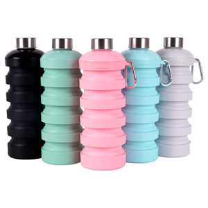 Botella de agua plegable de silicona de 350 ml, contenedor de bebidas deportivas plegable para exteriores con mosquetón para senderismo y viajes - Product Image 2