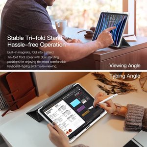 Étui fin de haute qualité pour tablette <span class=keywords><strong>iPad</strong></span> 9e/8e/7e génération 2022/2020/2019 10,2'' Coque rigide transparente en PC avec support pour stylet - Product Image 5