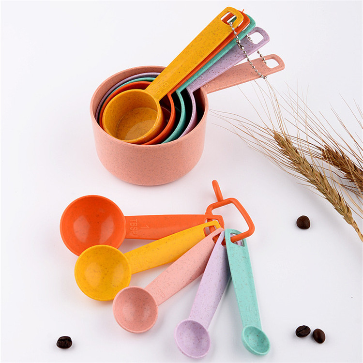 Новое поступление выпечки измерительный инструмент 10 шт пшеничной соломы шелухи пластиковой мерной чашки и мерная ложка набор