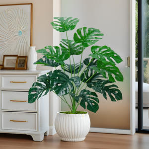 Meilleure Vente Plantes Artificielles Tropicales Monstera en Plastique Vert Armée Feuille de Tortue en Pot Écologiques pour Décoration Intérieure et Extérieure - Product Image 2