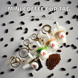 Porte-clés PLA en forme de tasse de boisson simulée de 5 cm, style thé glacé de Hong Kong, mini ornement suspendu en forme de sachet de thé, vente en gros, petits articles alimentaires en vrac - Product Image 2
