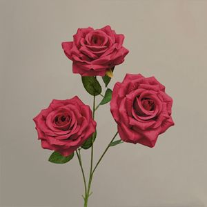 Flores Artificiales de Alta Calidad con 3 Cabezas de Rosa Blanca Diamante para Decoración de Bodas - Product Image 2