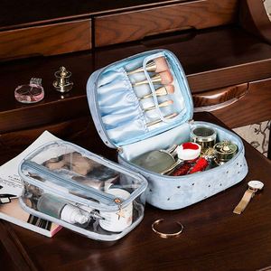 Velvet <b>Makeup</b> Bag Wholesale Customizable Large Capacity Travel Toiletry Cosmetic Fashionable Material Open Closure Design - Product Image 2