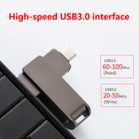 Kustom Pabrik 2-in-1 USB 3.0 Flash Drive 128GB 64GB Memory Stick Otg Pen Drive Android ponsel pintar TV 8GB 16GB pilihan