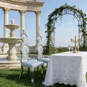 Sedia da Pranzo Moderna di Lusso con Schienale Alto Intagliato in Argento, Seduta in Pelle Bianca per Sposi, Hotel, Banchetti/Eventi - Product Image 5