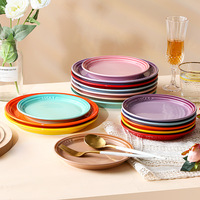 Assiettes à dîner en porcelaine de style français, plats de service, assiettes à steak, assiettes à petit-déjeuner, assiettes plates peu profondes, assiette plate arc-en-ciel