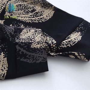 Blus Wanita Eropa Amerika Serikat Motif Bunga, Kerah Berdiri, Lengan Panjang, Kancing Hitam, Kerah Lapel, Model Longgar, Logo Depan - Product Image 5