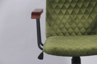 Chaise de bureau pivotante Anji au design contemporain, dossier haut, en velours vert, avec base chromée, chaise réglable en hauteur pour le bureau à domicile