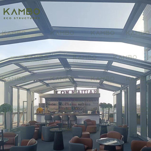 Profilés télescopiques en aluminium pour toit coulissant électrique trempé rétractable en verre pour patio extérieur moderne Boîtiers de véranda pour hôtels - Product Image 2