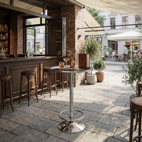 Ensemble moderne de table et de tabourets en acier avec assise en mousse PVC et base chromée pour pub, café, bar à domicile et parc
