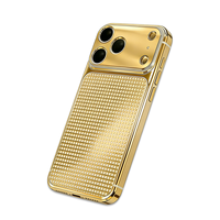 Coque de luxe personnalisable avec dos en zircon, incrustation artisanale, cadre plaqué or et boîtier plaqué sous vide pour iPhone 17 Pro Max