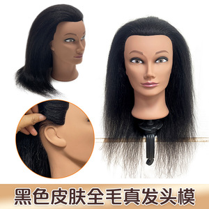 Tête de mannequin homme en cheveux humains noirs, décolorée, teinte, permanentée, avec dreadlocks et chignon pour la pratique et l'enseignement de la <span class=keywords><strong>coiffure</strong></span> - Product Image 3