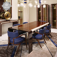 Moderne holz bein esstisch mit glas top metall esszimmer set luxus glanz braun holz esstisch