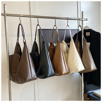 Sac fourre-tout vintage en PU pour femme, grande capacité, couleur unie, résistant à l'eau, doublure en polyester, automne-été