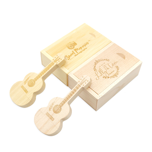 Unidades <span class=keywords><strong>Flash</strong></span> USB de guitarra de madera 32GB 64GB 128GB Pen Drive de logotipo personalizado 64GB Caja de memoria USB de madera Regalos 8GB 16GB - Product Image 1
