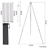 Trépied de camping compact et léger en acier inoxydable de 8 mm d'épaisseur, 600 g, étanche, pour 1 personne, idéal pour la cuisson, les pique-niques, les barbecues et toutes les occasions.