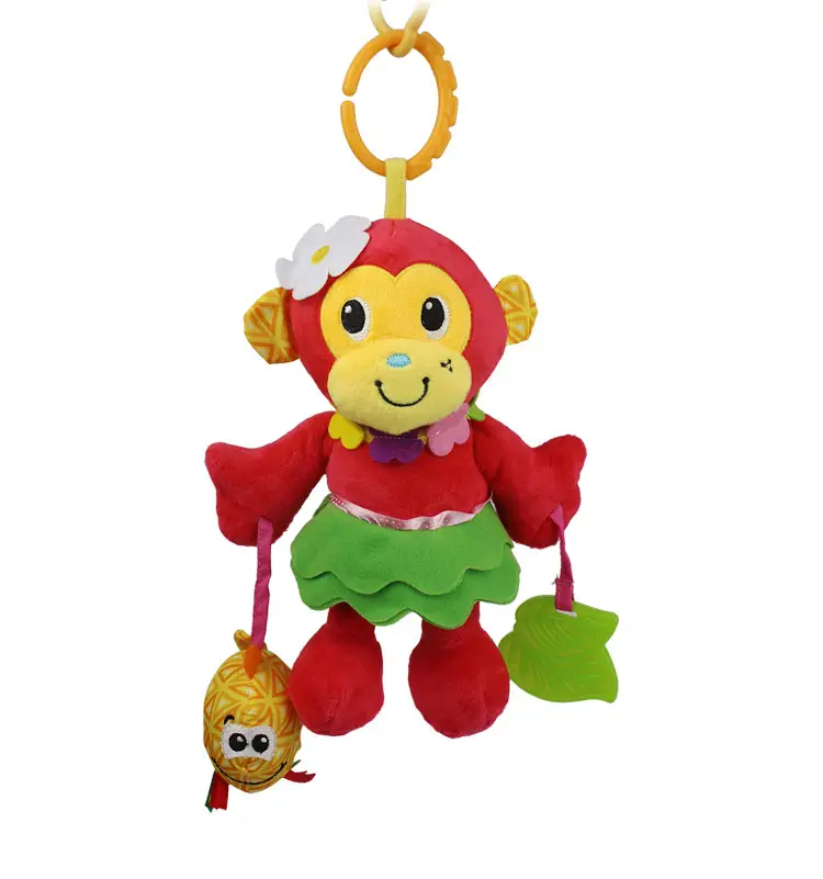 red monkey bed with bell-ringing gum Plush Baby puzzle toys