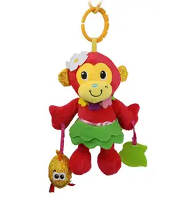 Красная обезьянка кровать с колокольчиком жевательная резинка плюшевые детские головоломки игрушки