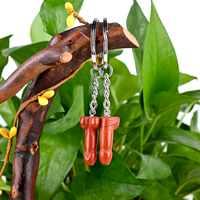 Juguete Sexual de Cristal Natural Pequeño para Masaje, Dildo de Cuarzo Rosa con Forma de Pene, Llavero Bonito