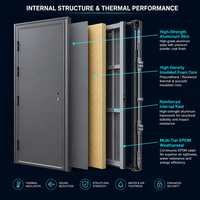 Porte d'entrée simple luxueuse en aluminium-Porte de maison avec isolation phonique externe à l'entrée principale