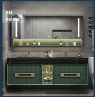 Lavabo de salle de bain moderne mural en bois, meubles de salle d'eau à Double évier étanches