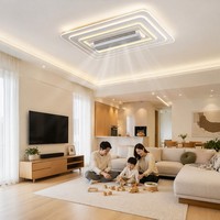 Ventilateur de plafond LED rectangulaire en fer et acrylique, moderne, silencieux, avec lampe invisible, pour salon, chambre, villa, décoration intérieure