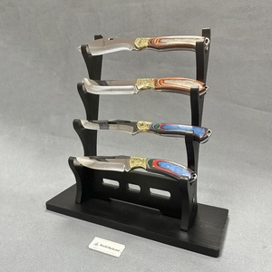 Coltello da Chef Personalizzato 5CR15 con Finitura a Specchio, Coltello da Macellaio Bowie con Bolster in Ottone Intagliato e Impugnatura in Legno Stratificato - Product Image 4